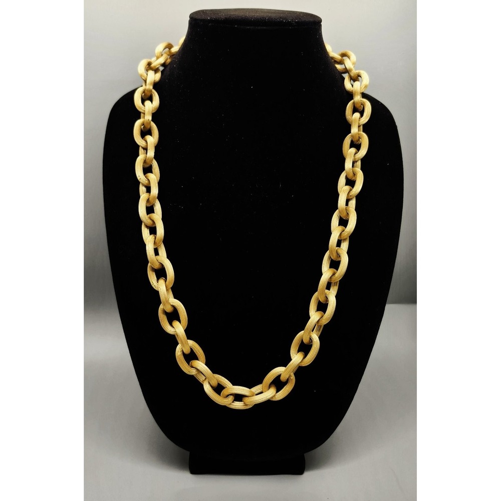 Vintage Style Gold Tone Chunky Oval Link Chain Necklace Statement - Picture 1 of 3